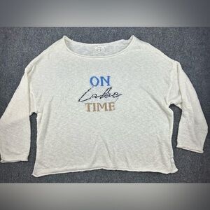 Maurices On Lake Time Cream & Blue Lightweight Sweater Size 3X